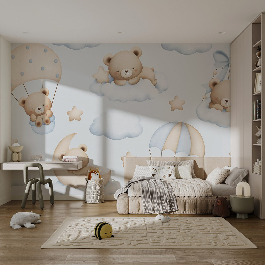 Oursons dans les nuages dans un intérieur