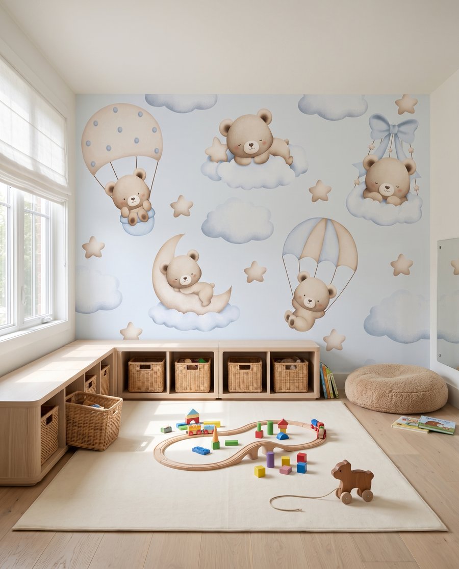 Oursons dans les nuages dans un intérieur