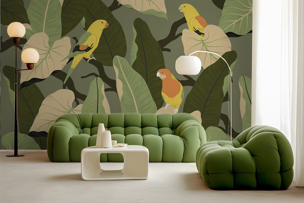 Oiseaux colorés au jardin — intérieur 4