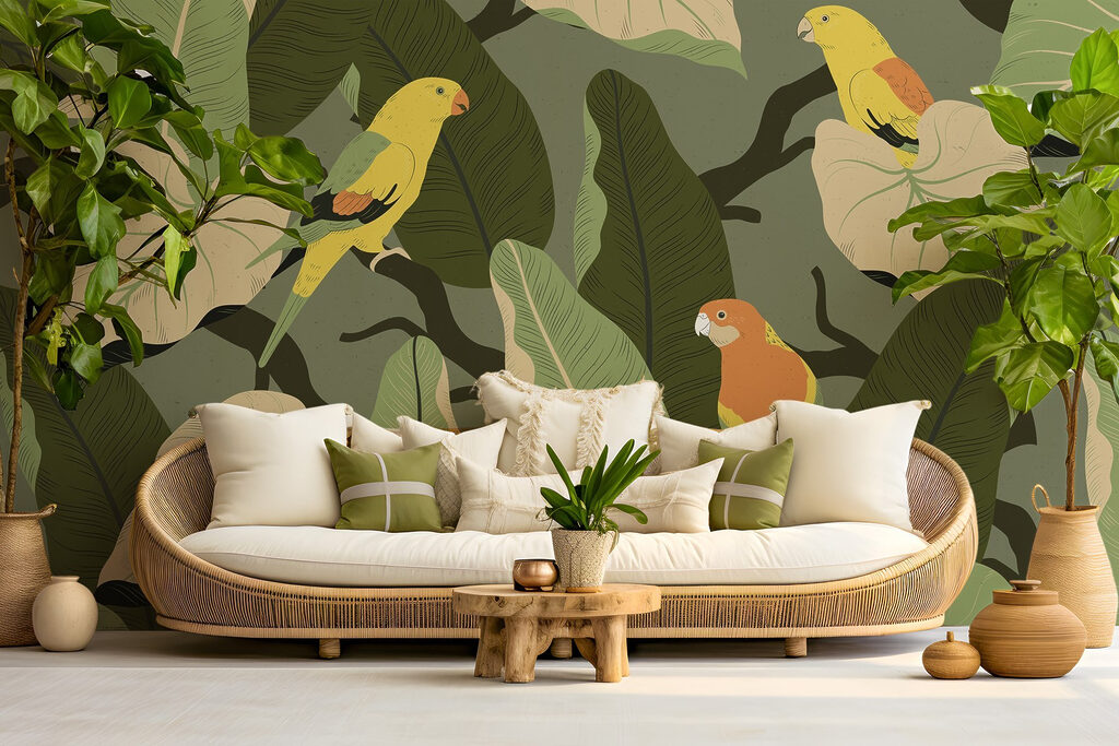 Oiseaux colorés au jardin — intérieur 5