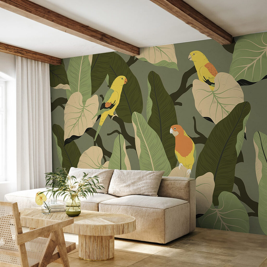Oiseaux colorés au jardin — intérieur 6