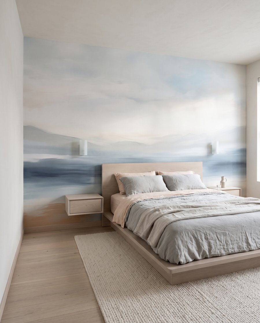 Mer aux bleus estompés dans un intérieur