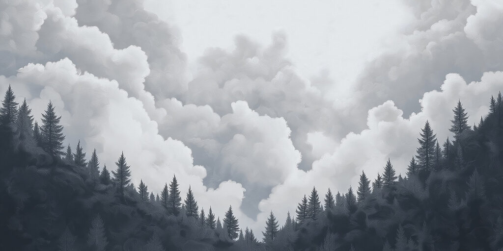 Pins sous les nuages — motif complet