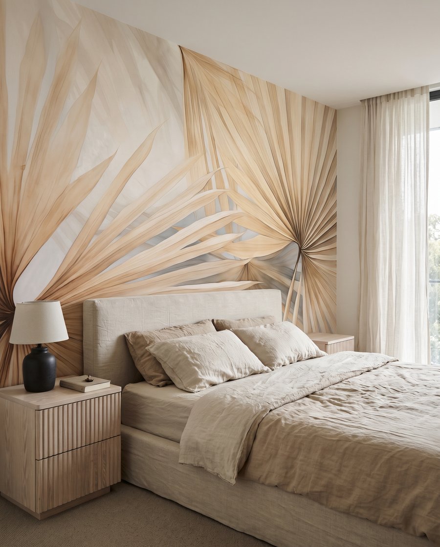 Palmes couleur sable dans un intérieur