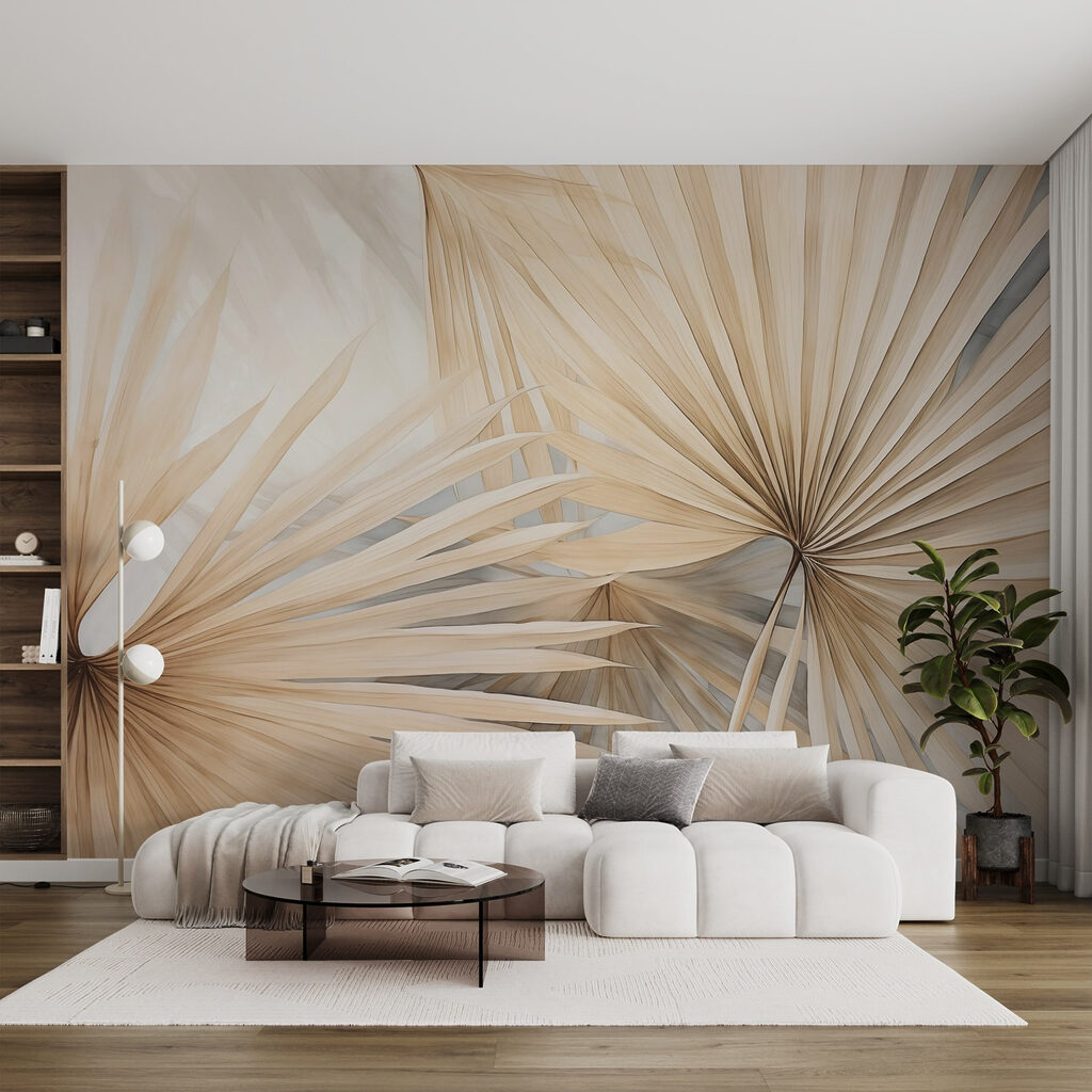 Palmes couleur sable dans un intérieur