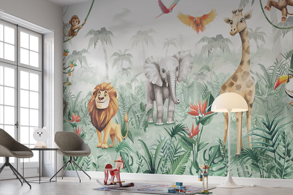 Fête dans la jungle dans un intérieur