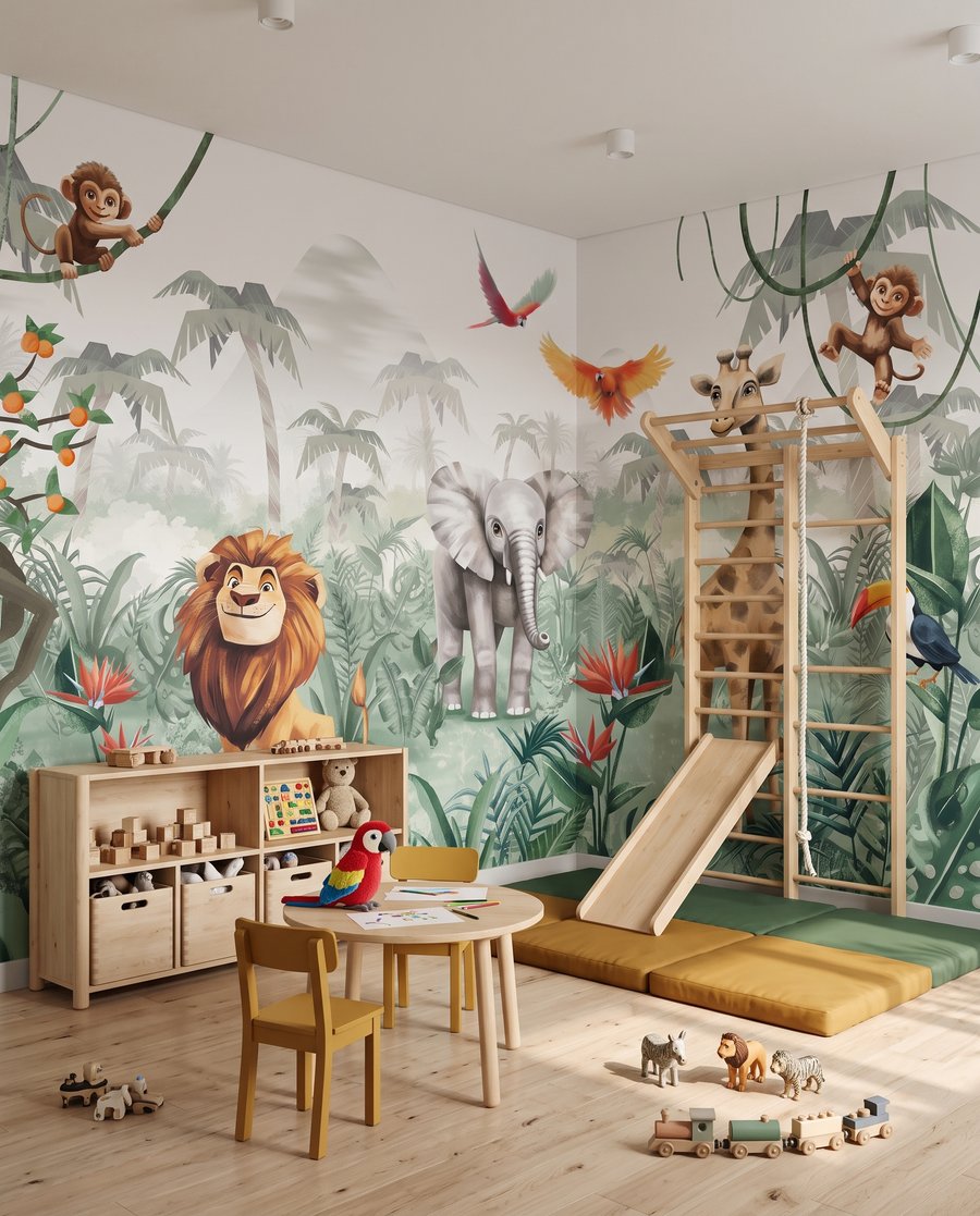 Fête dans la jungle dans un intérieur