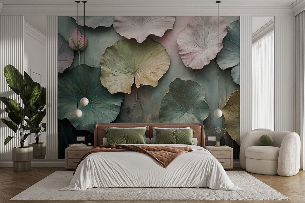 Grandes feuilles rondes dans un intérieur