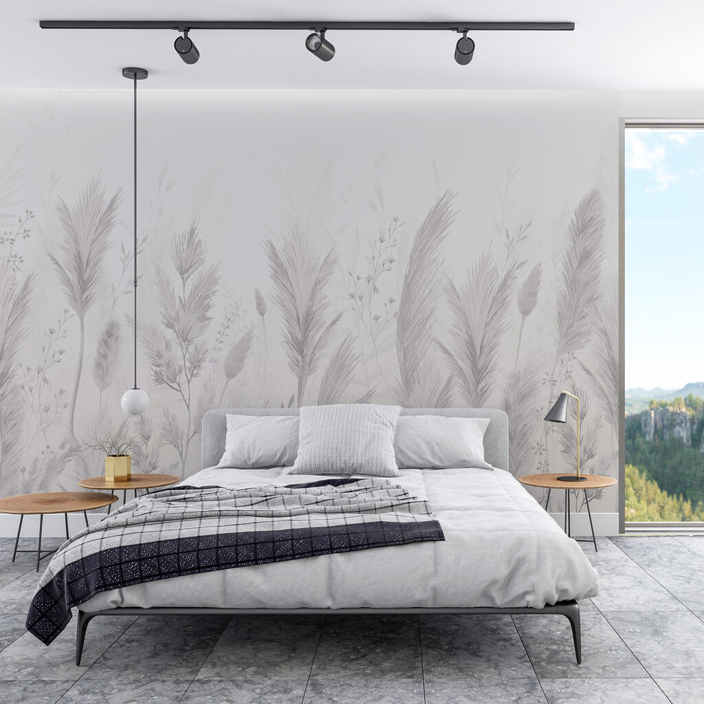 Herbes et plumets pâles dans un intérieur