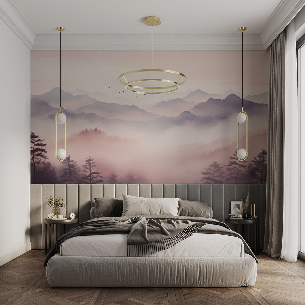 Vallée en brume rose dans un intérieur