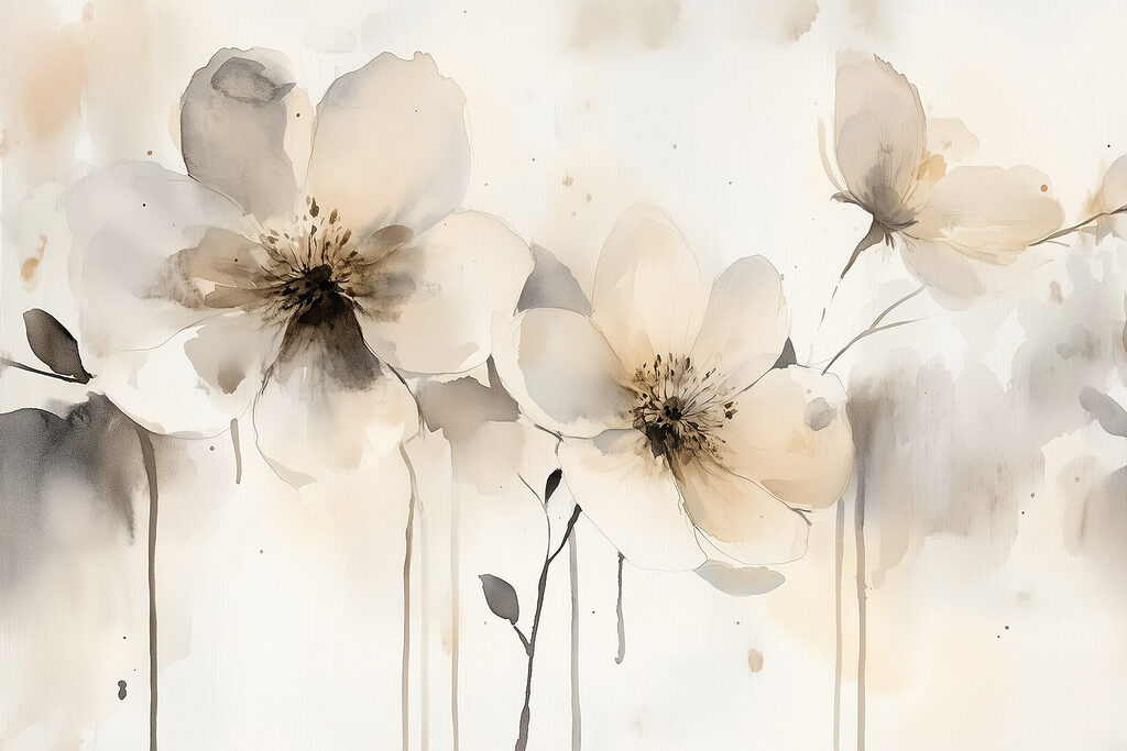 Fleurs pâles à l’aquarelle — motif complet