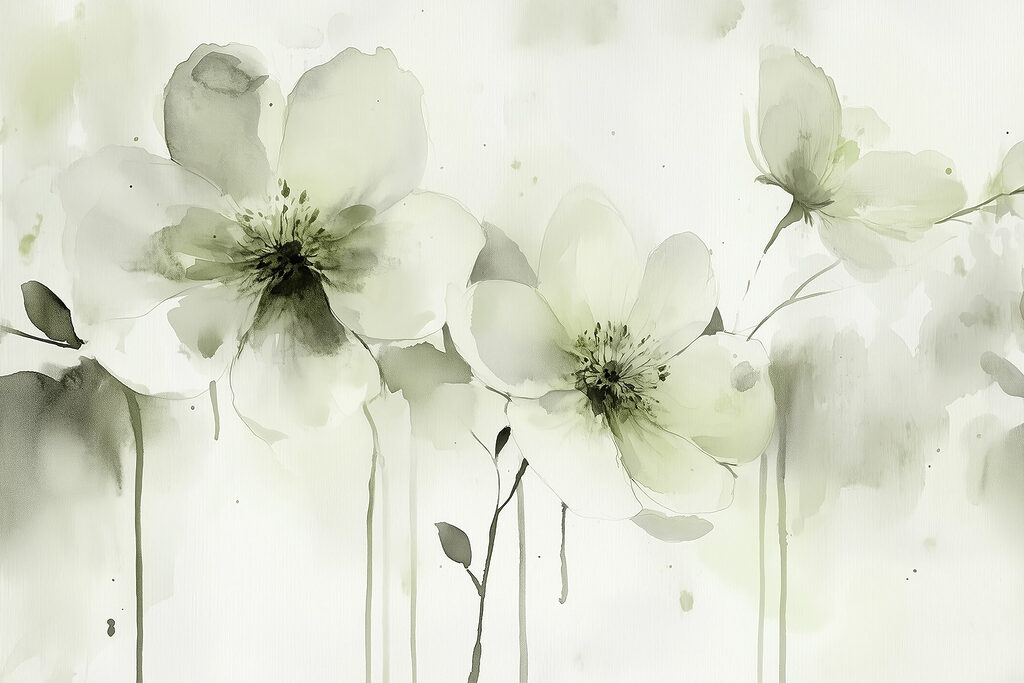Fleurs pâles à l’aquarelle — motif complet
