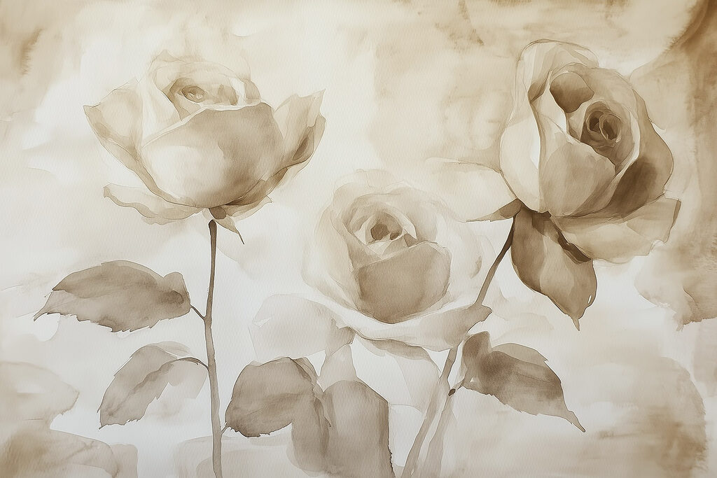 Bouquet de roses pâles — motif complet