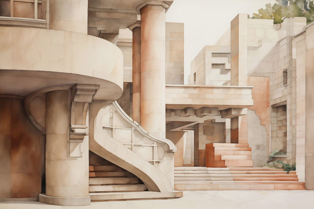 Escaliers et colonnes — motif complet