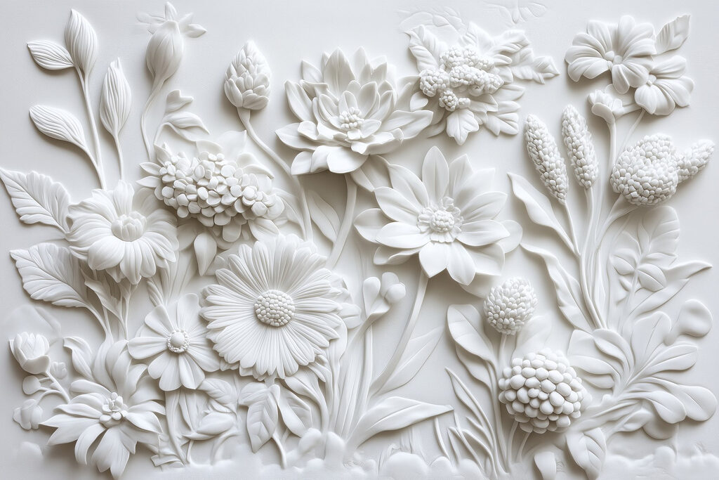 Sculpture florale blanche — motif complet