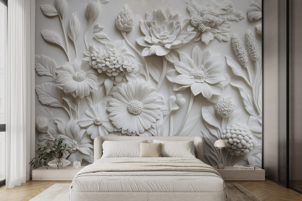 Sculpture florale blanche — intérieur 2