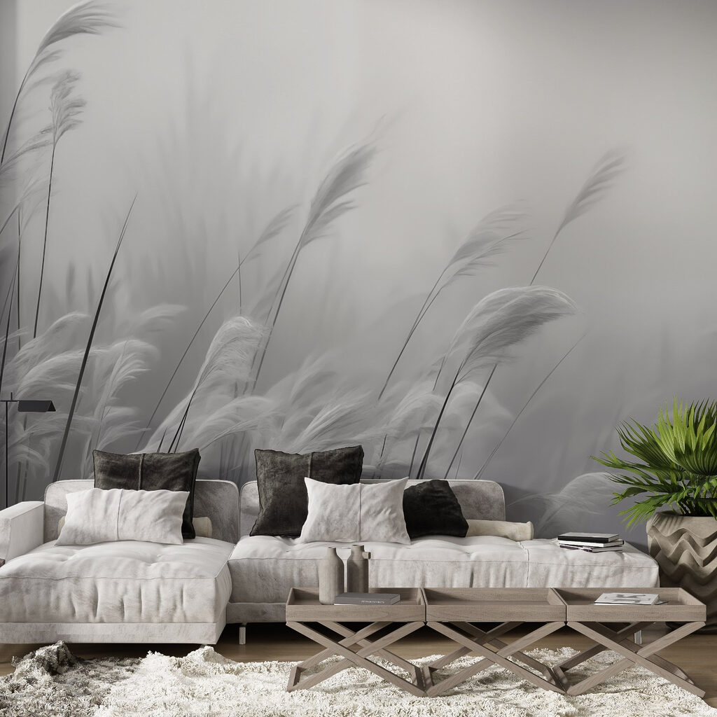 Herbes dans la brume dans un intérieur