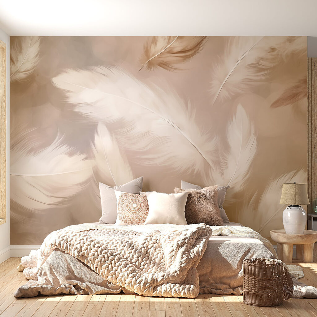 Plumes virevoltantes dans un intérieur