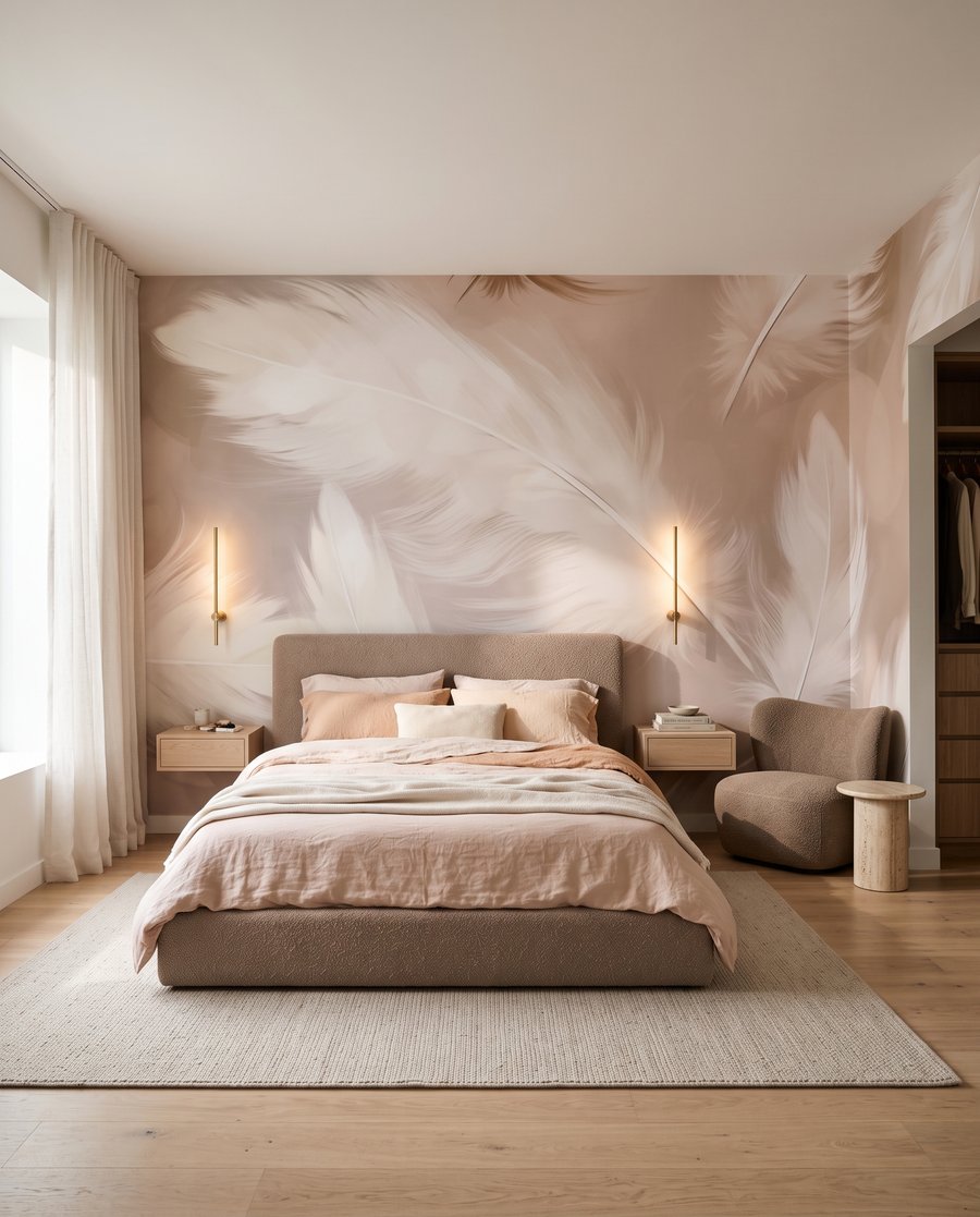 Plumes virevoltantes dans un intérieur