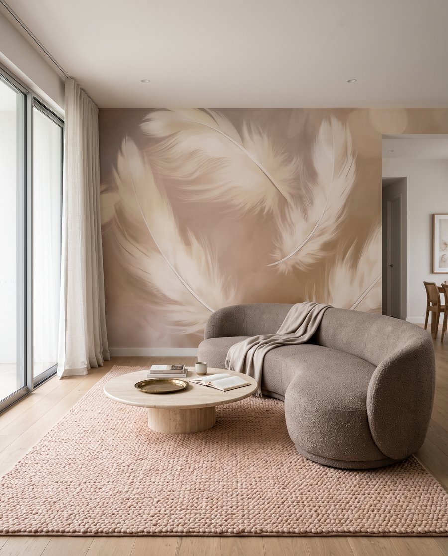 Plumes virevoltantes dans un intérieur