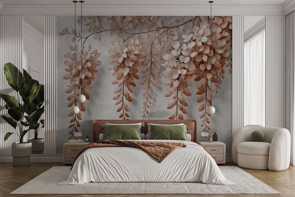 Grappes de fleurs suspendues dans un intérieur