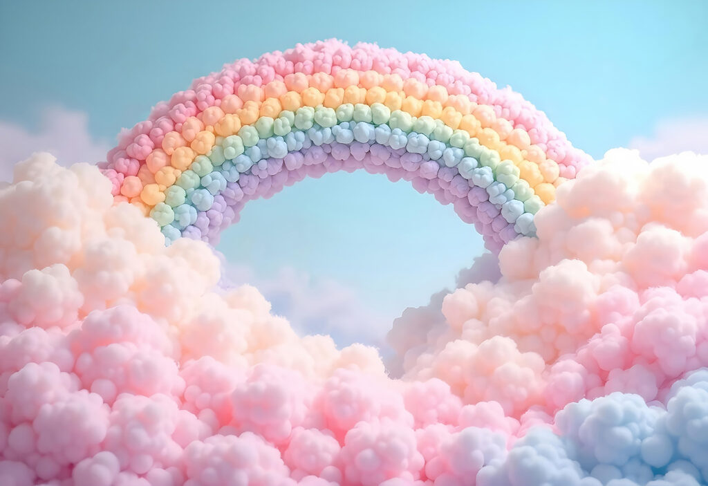 Arc-en-ciel à pois — motif complet