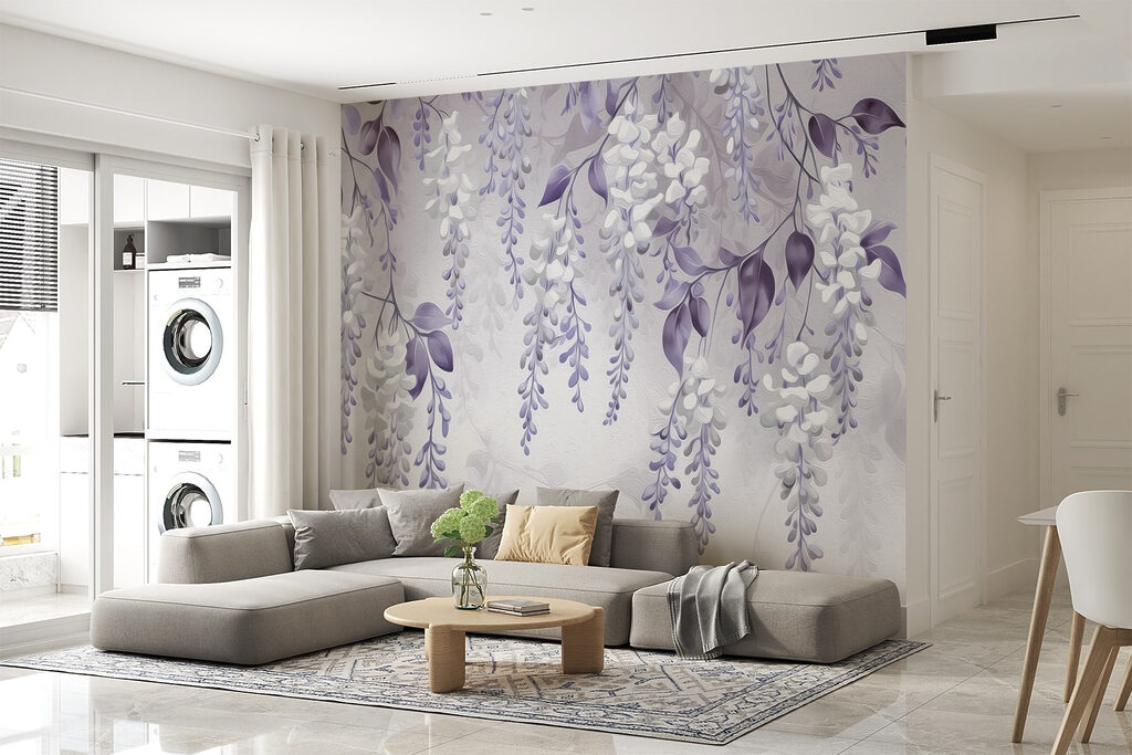 Rideau de fleurs dans un intérieur