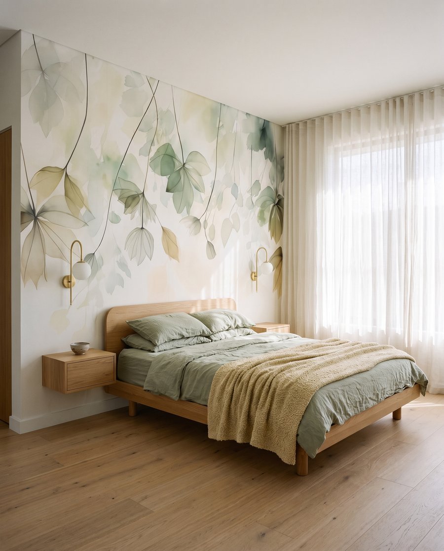 Feuillage en voile dans un intérieur