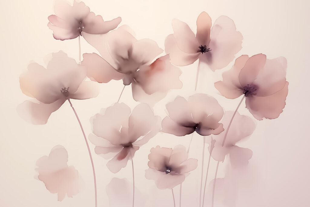 Bouquet délicat sur blanc — motif complet