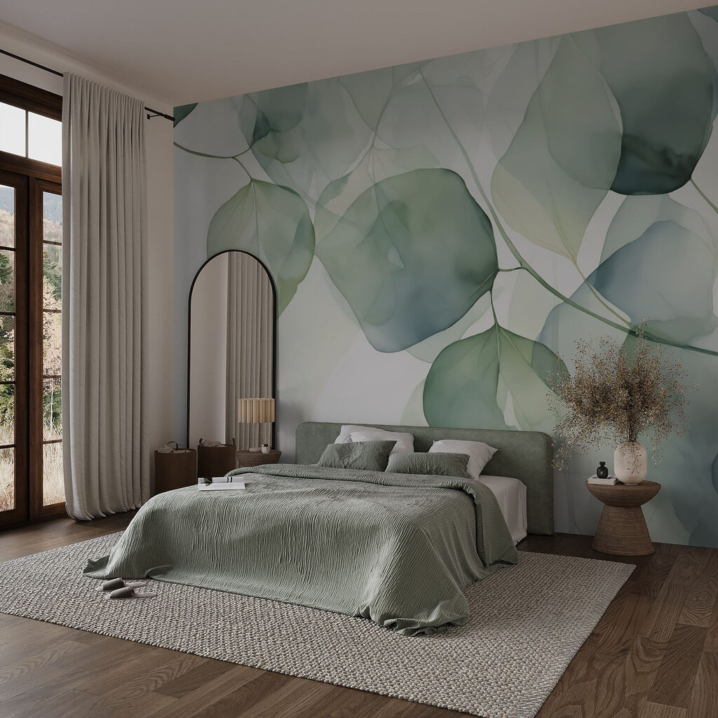 Feuilles rondes translucides dans un intérieur