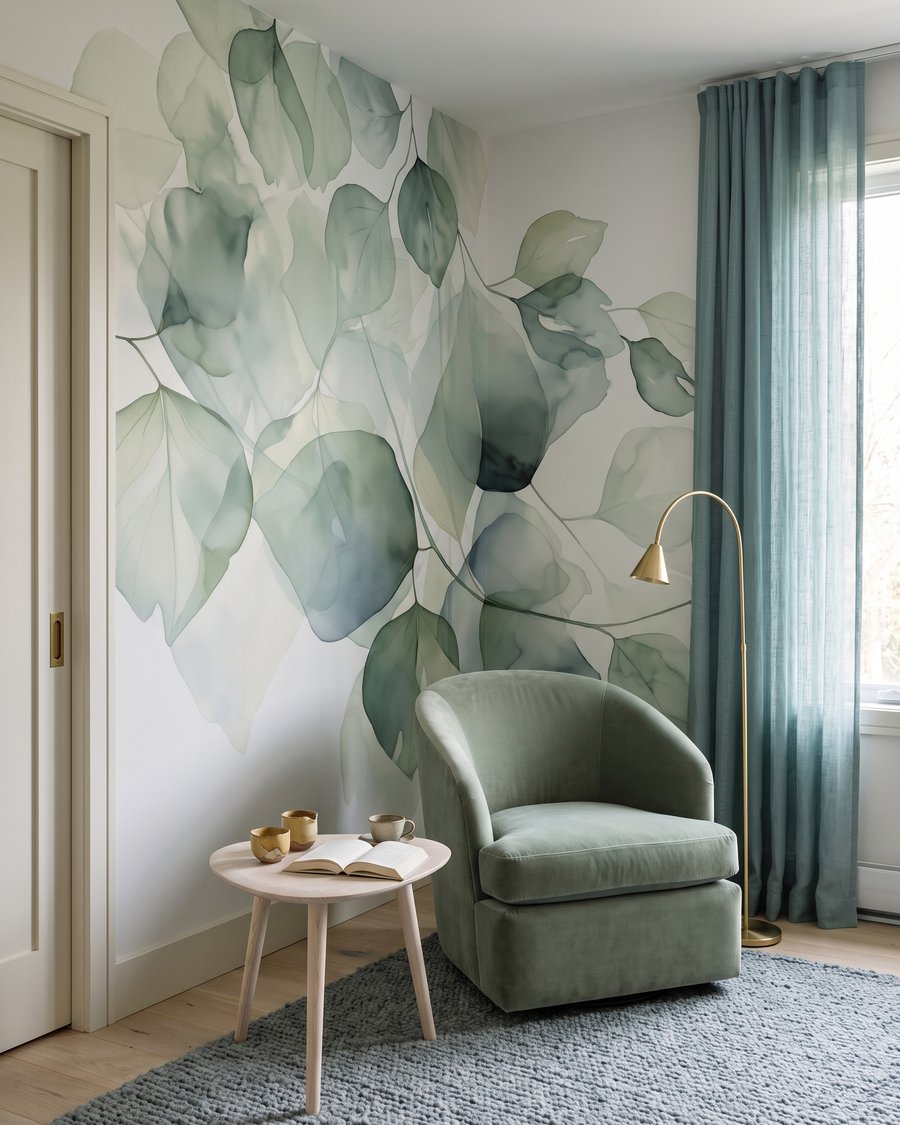 Feuilles rondes translucides dans un intérieur
