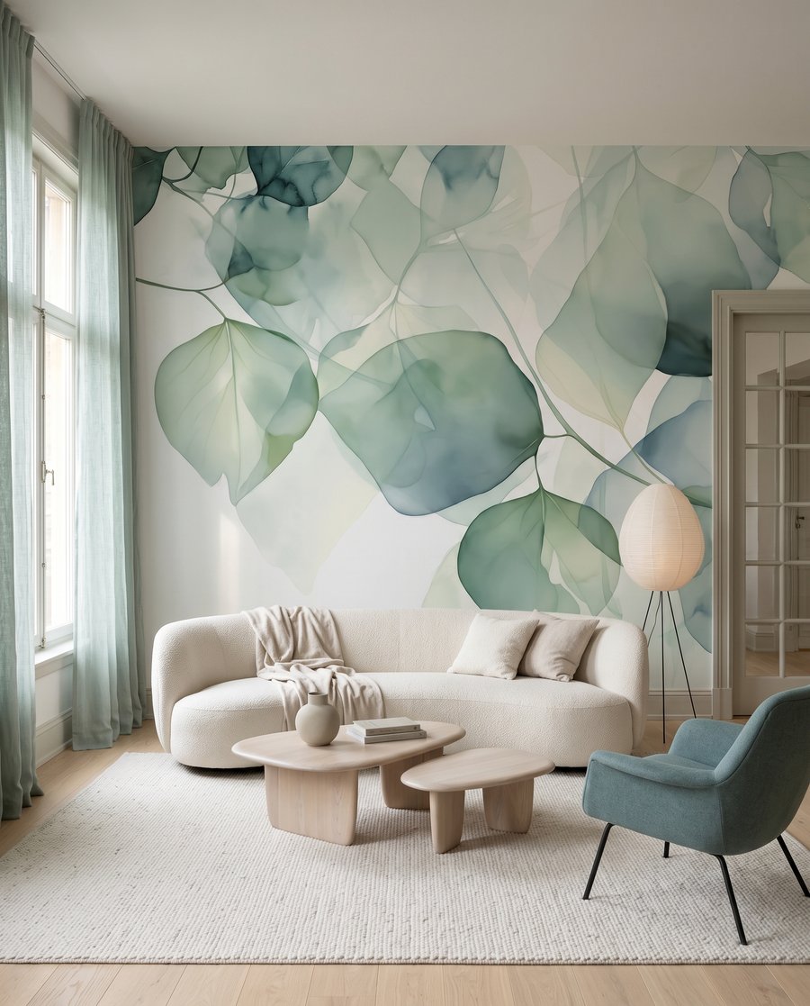 Feuilles rondes translucides dans un intérieur