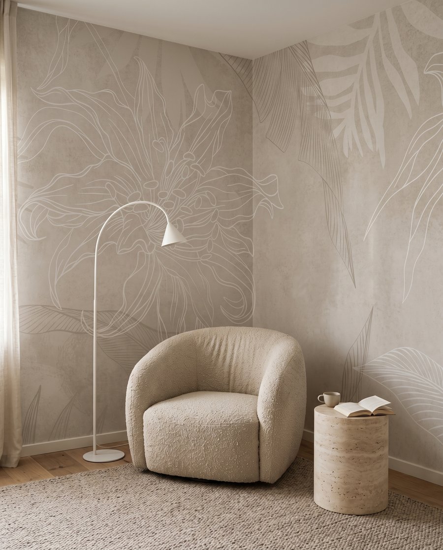 Feuilles tropicales estompées — intérieur 1