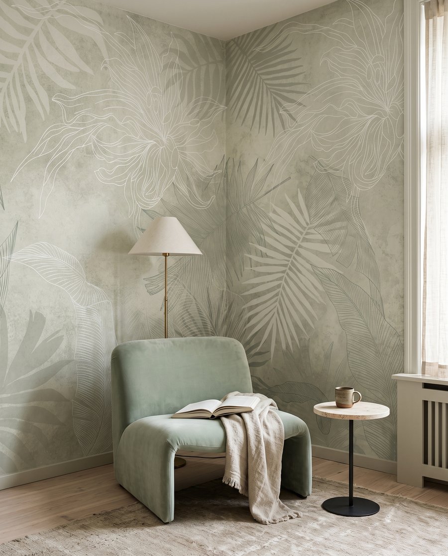 Feuilles tropicales estompées — intérieur 2