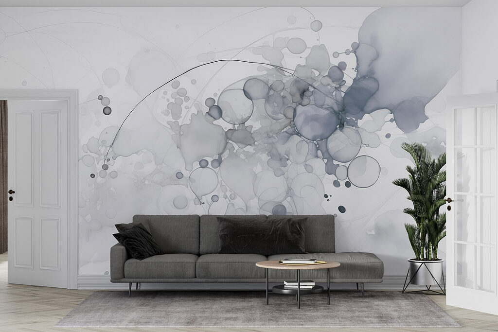 Bulles et courbes légères dans un intérieur