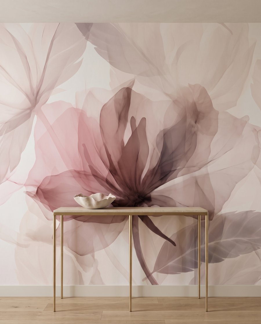 Fleurs en voiles mauves dans un intérieur