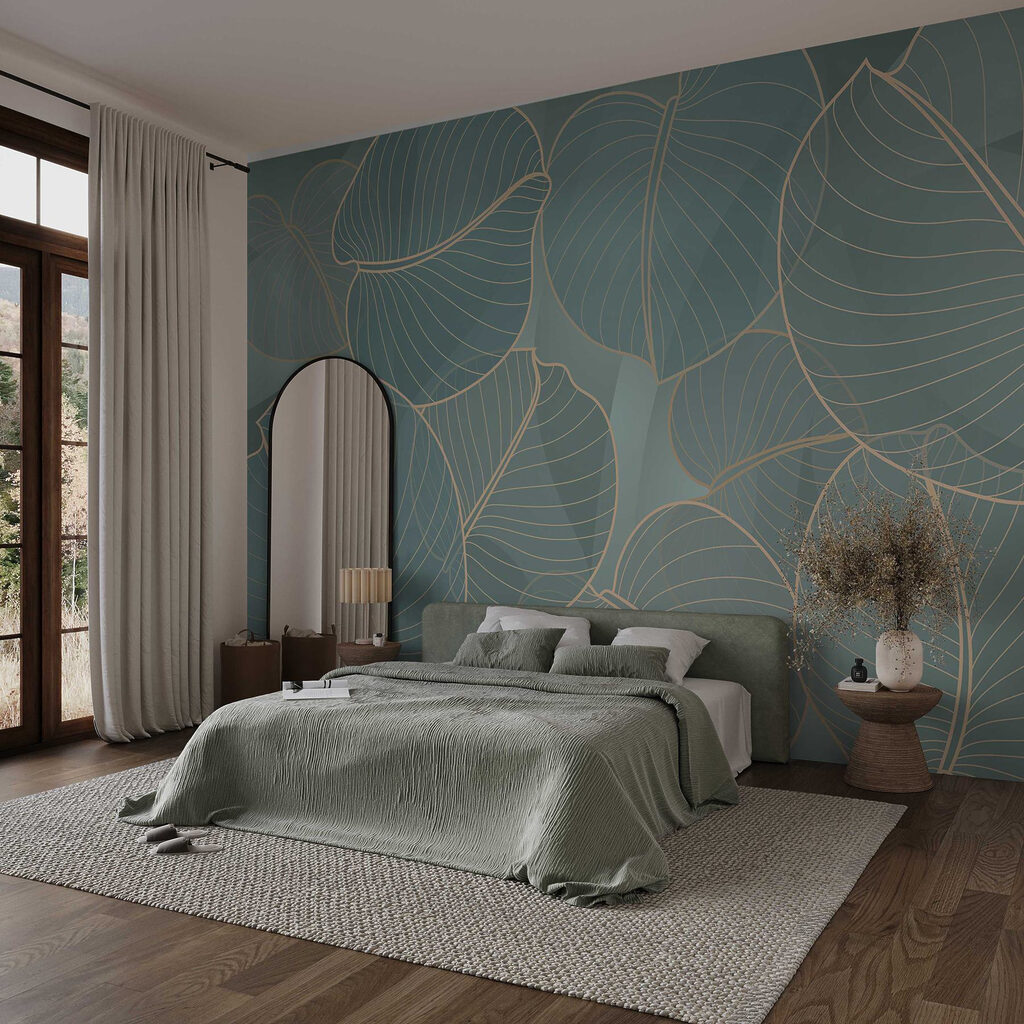 Feuilles aux contours croisés dans un intérieur