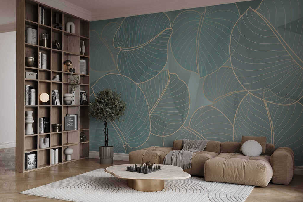 Feuilles aux contours croisés dans un intérieur