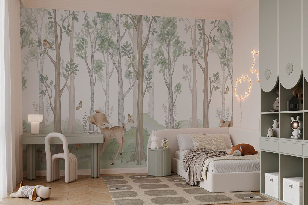 Cerfs dans la forêt dans un intérieur