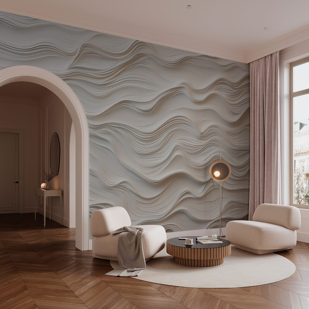 Vagues de lignes blanches dans un intérieur