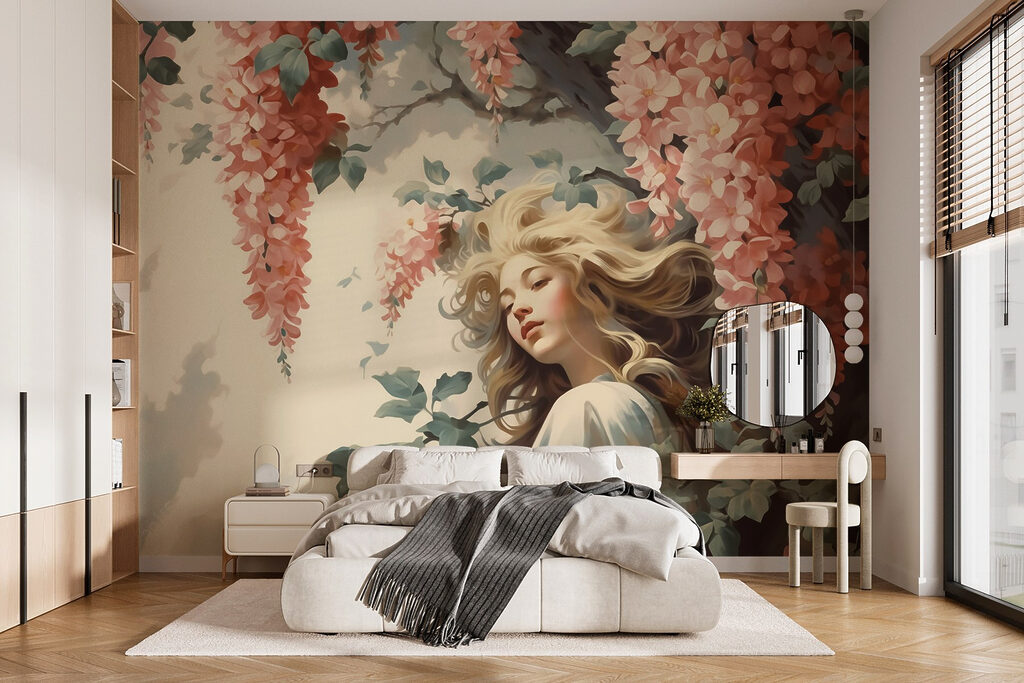 Femme sous les fleurs — intérieur 1