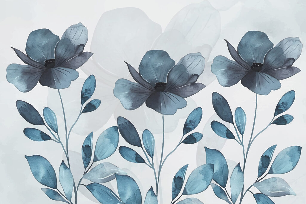 Fleurs et feuilles ovales — motif complet