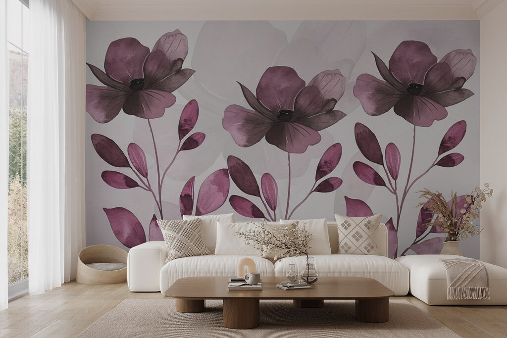 Fleurs et feuilles ovales dans un intérieur