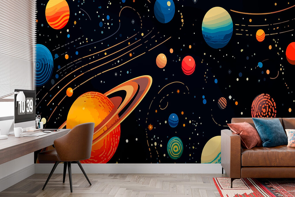Planètes et étoiles colorées — intérieur 1