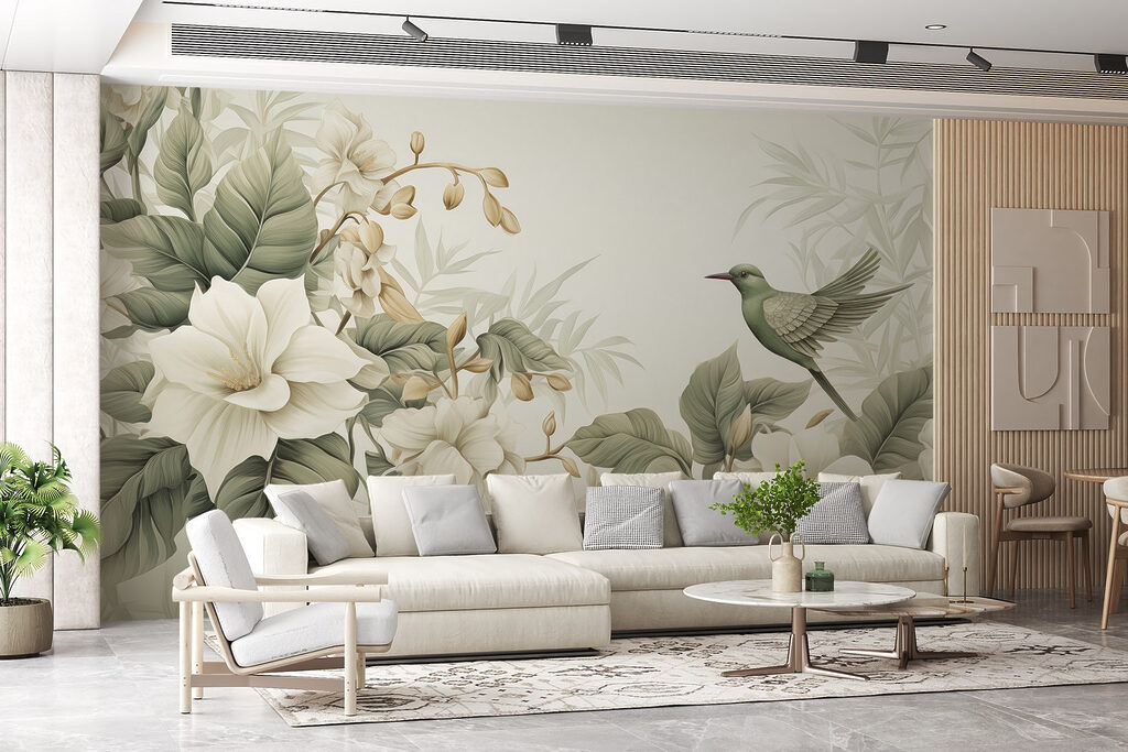 Colibri et fleurs crème — intérieur 3