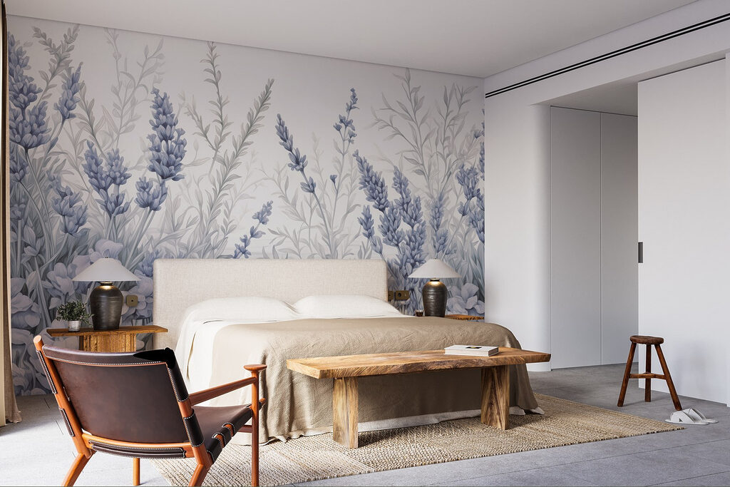 Sentier entre les fleurs dans un intérieur