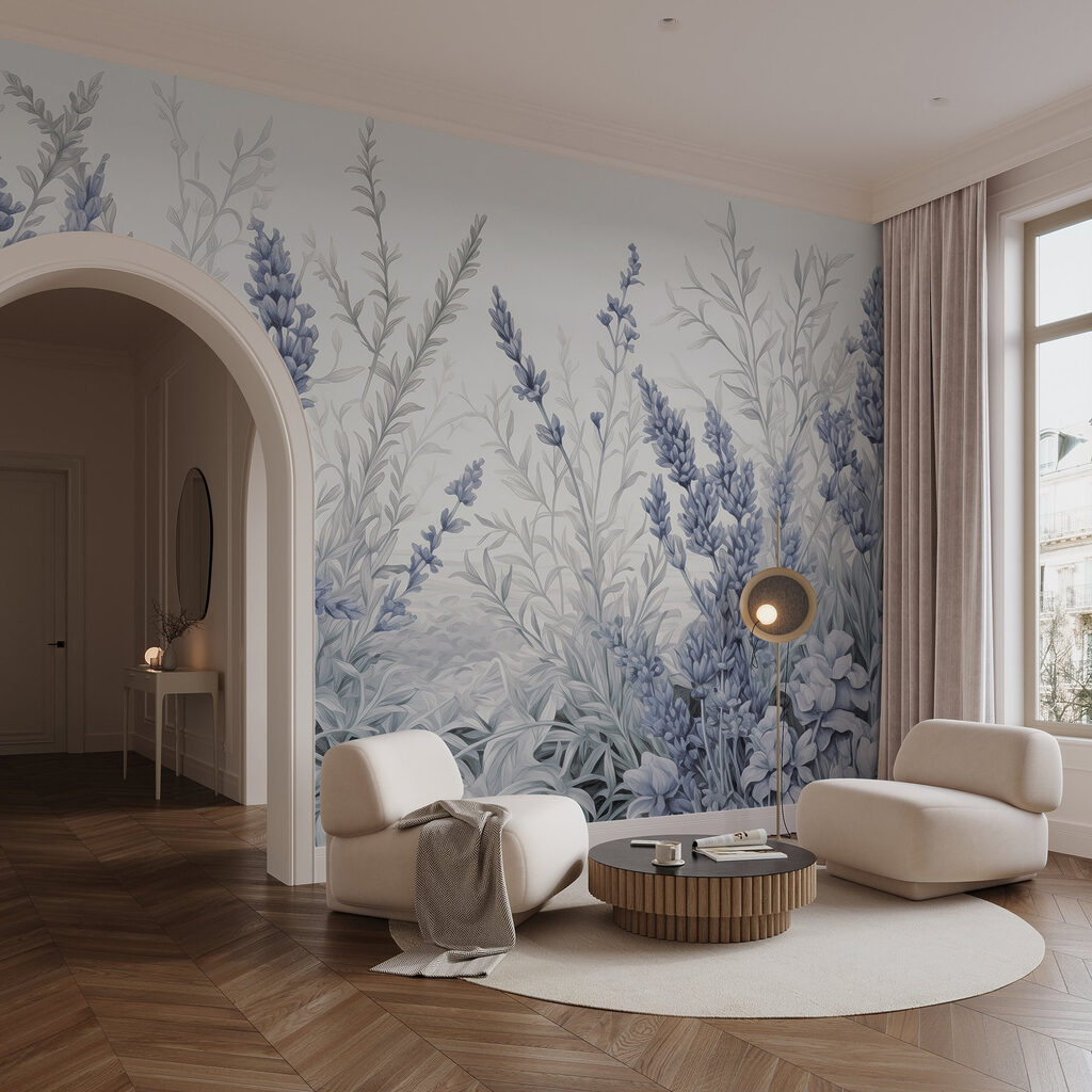 Sentier entre les fleurs dans un intérieur