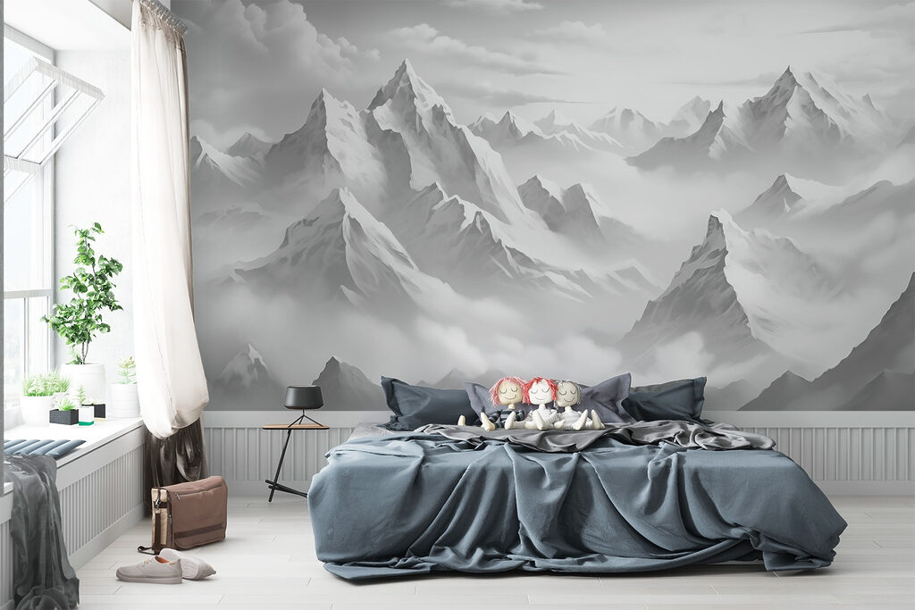 Sommets au-dessus des nuages dans un intérieur