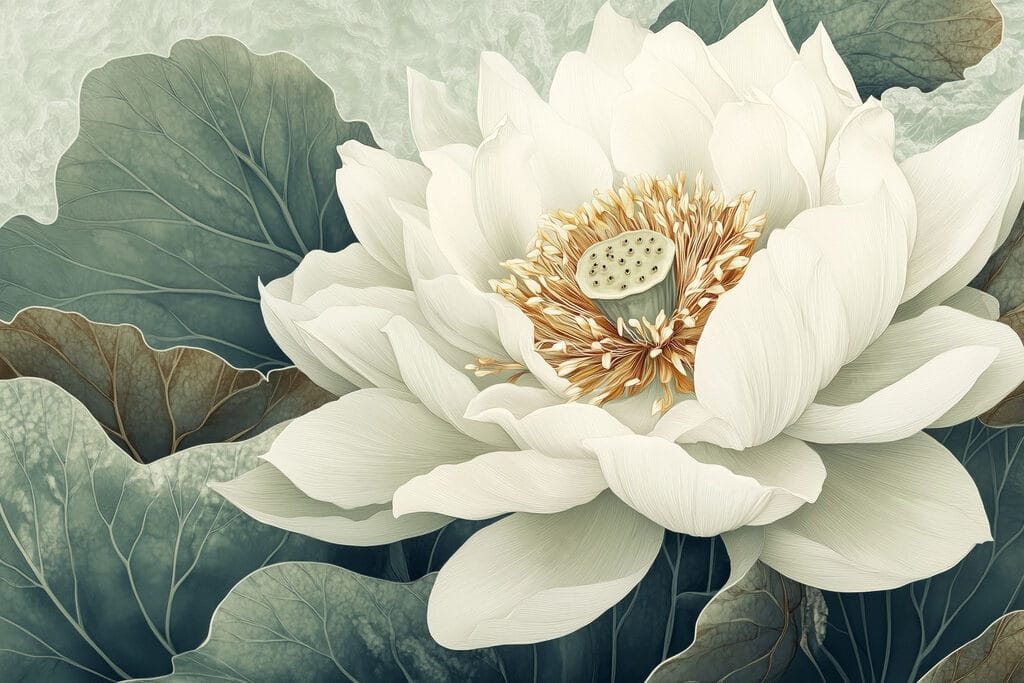 Lotus blanc — motif complet