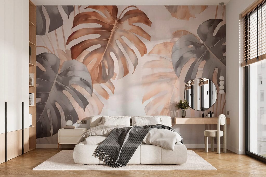 Feuilles tropicales à l’aquarelle dans un intérieur